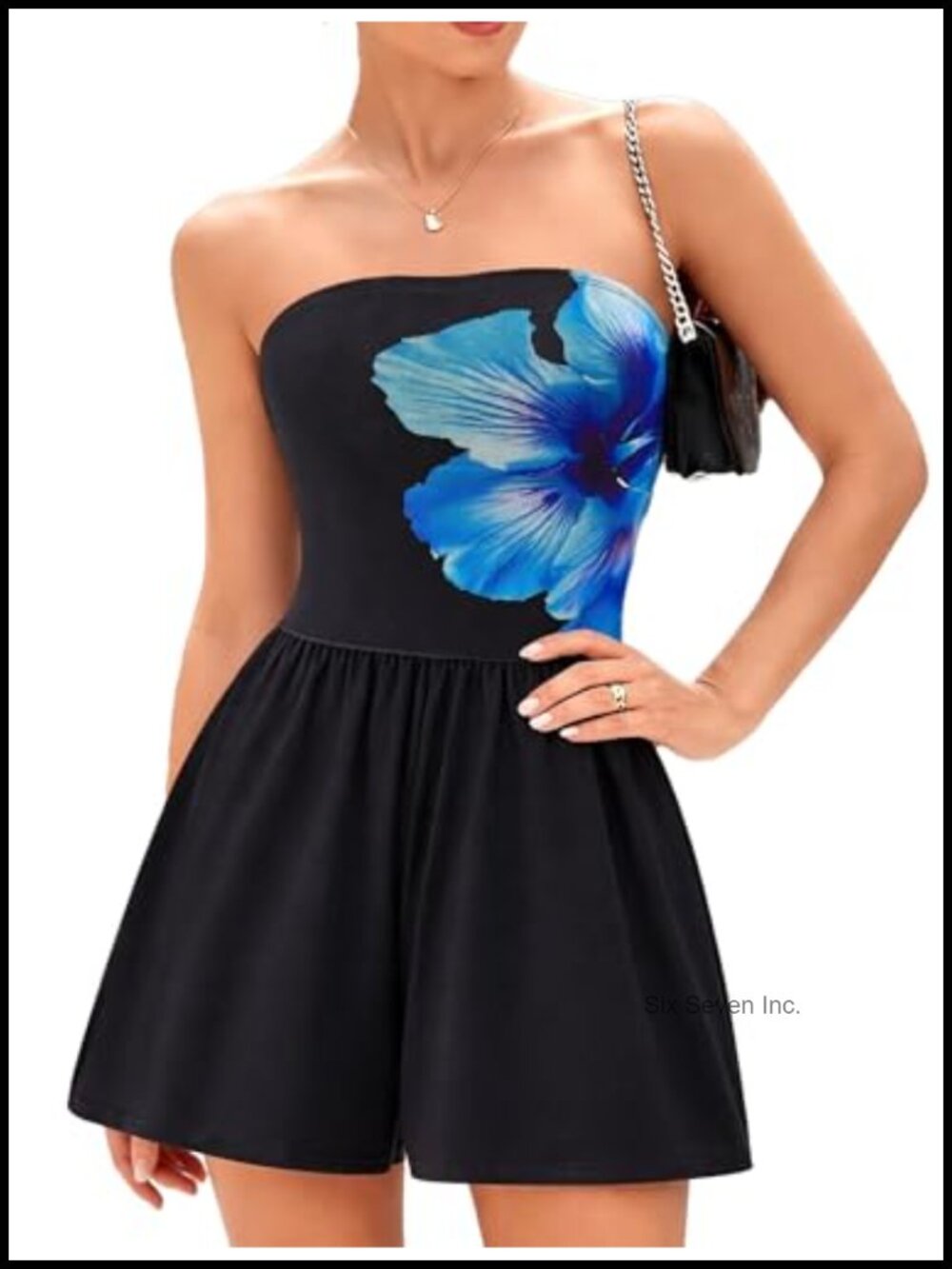 Floral Strapless Romper Elastic Waist Short Tube Top Casual Beach